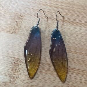 Blue and Yellow Wing Earrings
